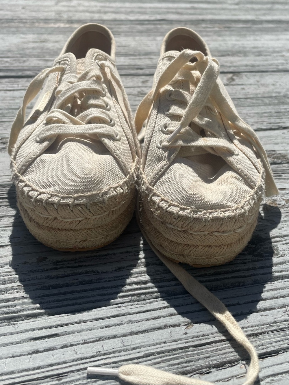 Tory Burch Cream Espadrilles Flat: 6.5
